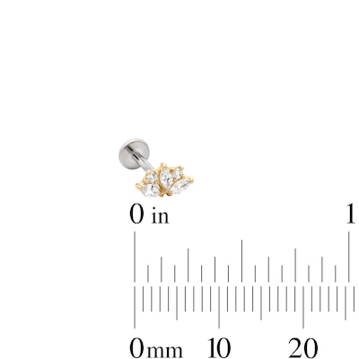 14K Hollow Gold and Titanium CZ Lotus Stud – 18G 5/16"