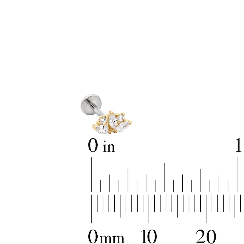 Main Image 2 of 14K Hollow Gold and Titanium CZ Lotus Flower Cartilage Stud – 18G 5/16”