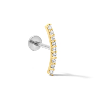 14K Hollow Gold and Titanium CZ Cartilage Crawler Stud