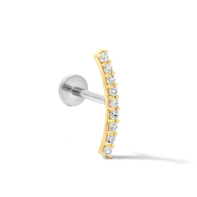 14K Hollow Gold and Titanium CZ Cartilage Crawler Stud