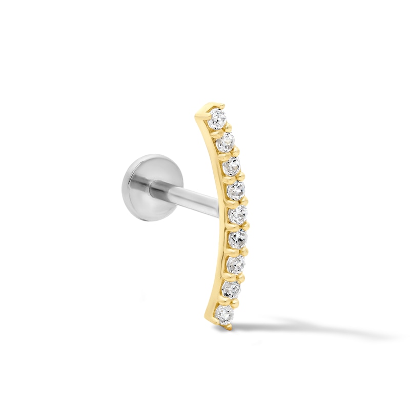 Main Image 1 of 14K Hollow Gold and Titanium CZ Cartilage Crawler Stud - 18G 5/16"
