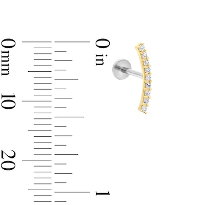 14K Hollow Gold and Titanium CZ Cartilage Crawler Stud