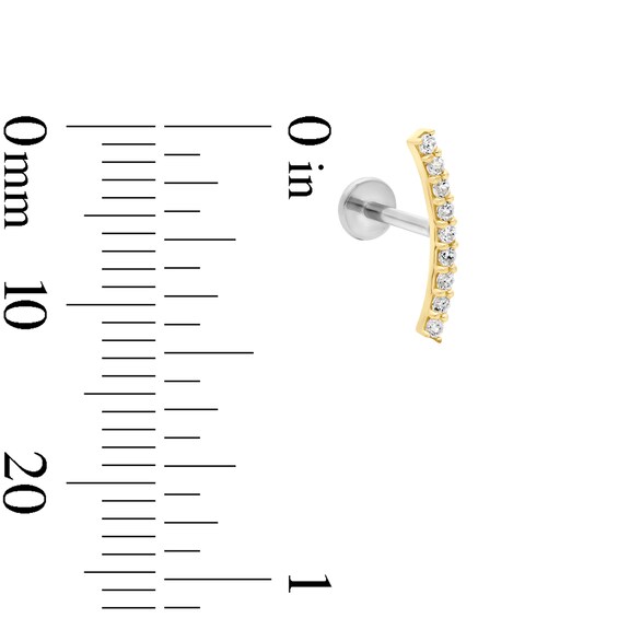 14K Hollow Gold and Titanium CZ Cartilage Crawler Stud