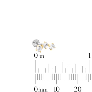 14K Hollow Gold and Titanium CZ Cartilage Crawler Stud - 18G 5/16"