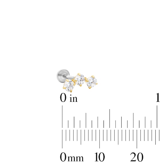 14K Hollow Gold and Titanium CZ Cartilage Crawler Stud - 18G 5/16"