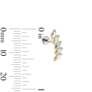 14K Hollow Gold and Titanium Iridescent CZ Marquise Cartilage Crawler Stud - 18G 5/16"