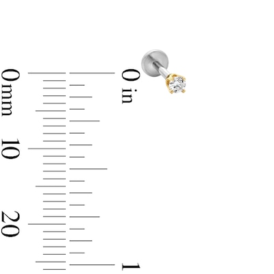 14K Hollow Gold and Titanium 1/20 CT. T.W. Diamond Solitaire Cartilage Stud - 18G 5/16"