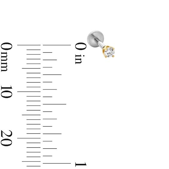 14K Hollow Gold and Titanium 1/20 CT. T.W. Diamond Solitaire Cartilage Stud - 18G 5/16"