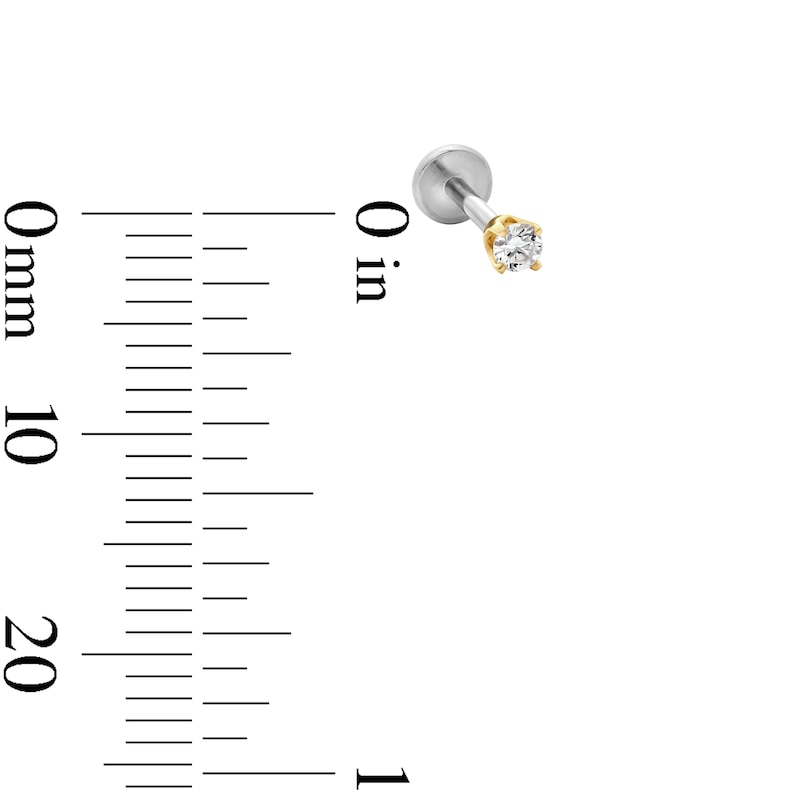 14K Hollow Gold and Titanium 1/20 CT. T.W. Diamond Solitaire Cartilage Stud - 18G 5/16"