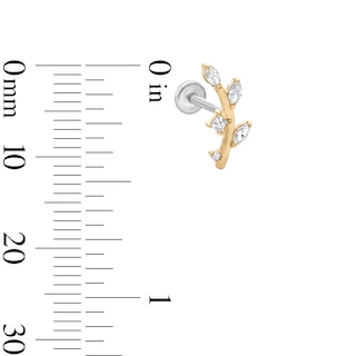 14K Gold and Titanium CZ Cartilage Earring - 18G