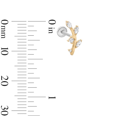 14K Gold and Titanium CZ Cartilage Earring - 18G