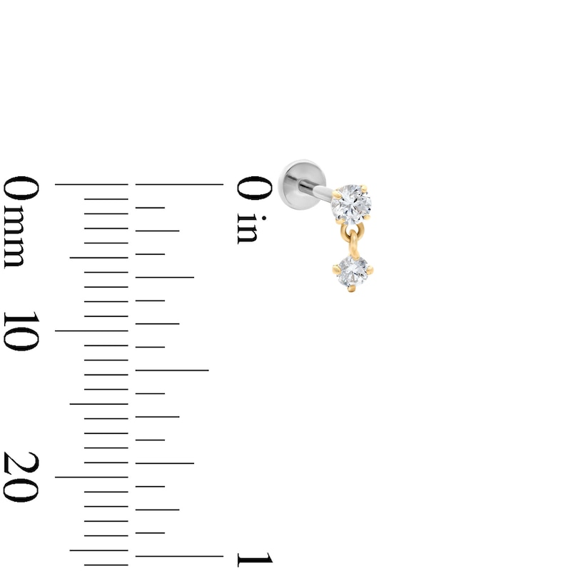 Main Image 2 of 14K Hollow Gold and Titanium CZ Cartilage Dangle Stud – 18G 5/16"
