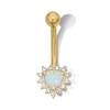 Thumbnail Image 1 of Yellow Ion Plated Heart-Shaped Simulated Opal and CZ Belly Ring - 14G