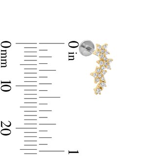 14K Hollow Gold and Titanium CZ Star Cartilage Crawler Stud - 18G 5/16"