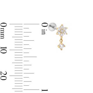 14K Hollow Gold and Titanium CZ Flower Cartilage Dangle Stud – 18G 5/16"