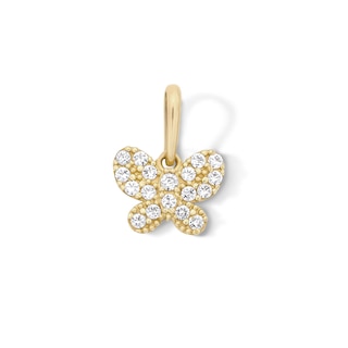 10K Solid Gold CZ Mini Butterfly Charm