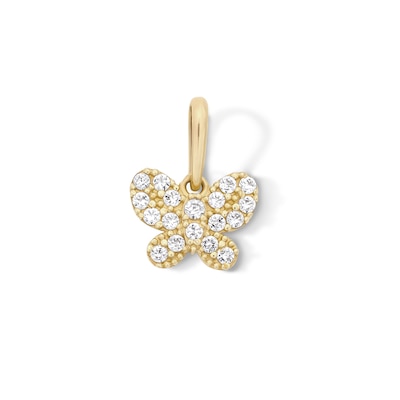10K Solid Gold CZ Mini Butterfly Charm