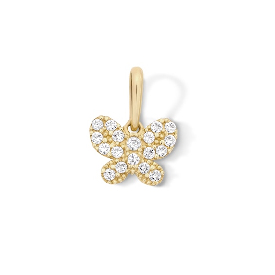 10K Solid Gold CZ Mini Butterfly Charm