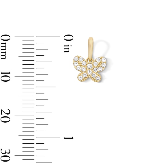 10K Solid Gold CZ Mini Butterfly Charm