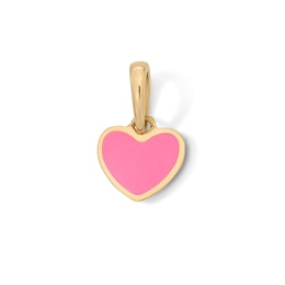 10K Solid Gold Pink Enamel Mini Reversible Heart Charm