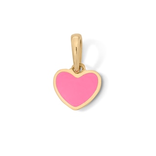 10K Solid Gold Pink Enamel Mini Reversible Heart Charm