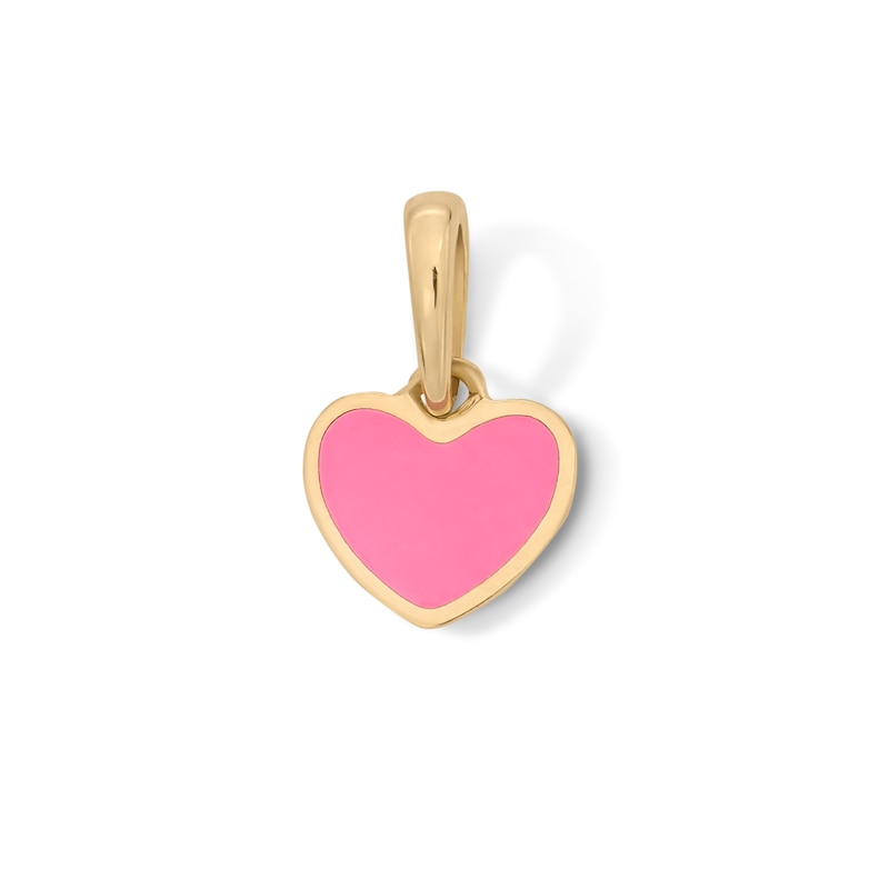 Main Image 1 of 10K Solid Gold Pink Enamel Mini Reversible Heart Charm