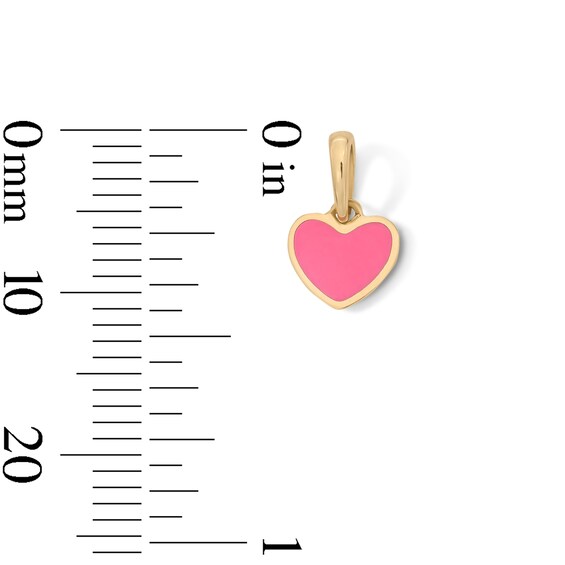 10K Solid Gold Pink Enamel Mini Reversible Heart Charm