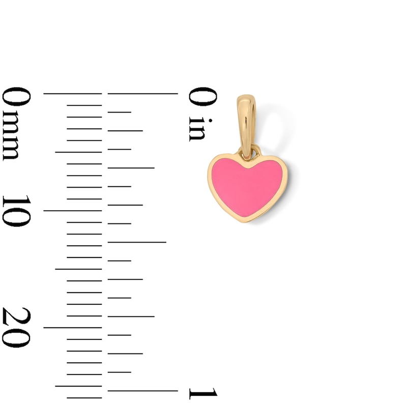 Main Image 2 of 10K Solid Gold Pink Enamel Mini Reversible Heart Charm