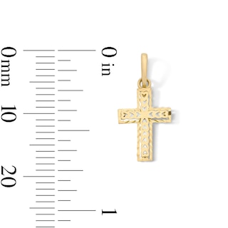 10K Solid Gold Mini Heart Cutout Cross Charm