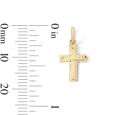 10K Solid Gold Mini Heart Cutout Cross Charm