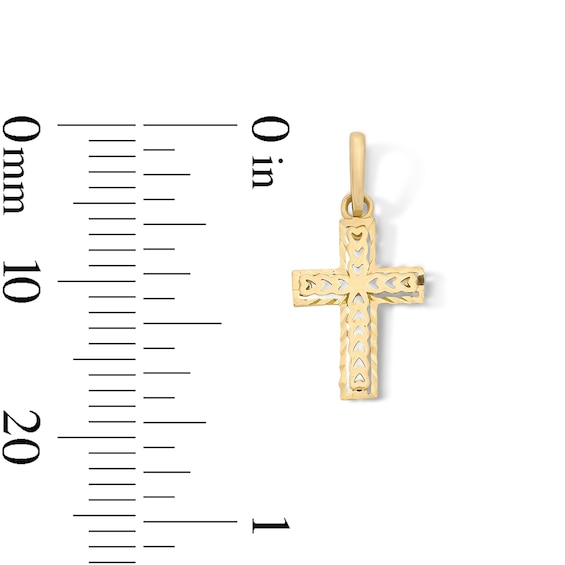 10K Solid Gold Mini Heart Cutout Cross Charm