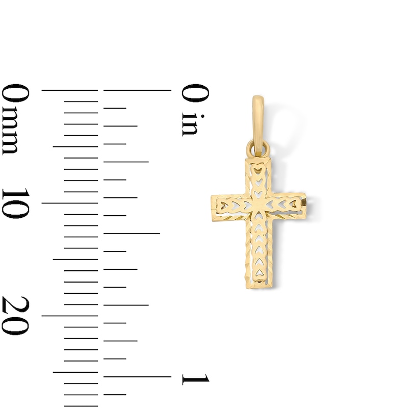 Main Image 2 of 10K Solid Gold Mini Heart Cutout Cross Charm