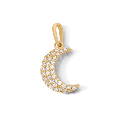 10K Solid Gold CZ Mini Crescent Moon Charm