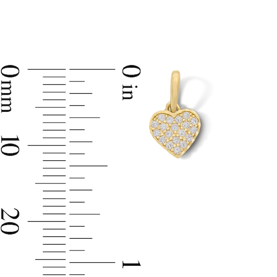 10K Solid Gold CZ Mini Heart Cluster Charm
