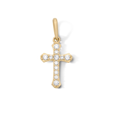 10K Gold CZ Religious Necklace Charm