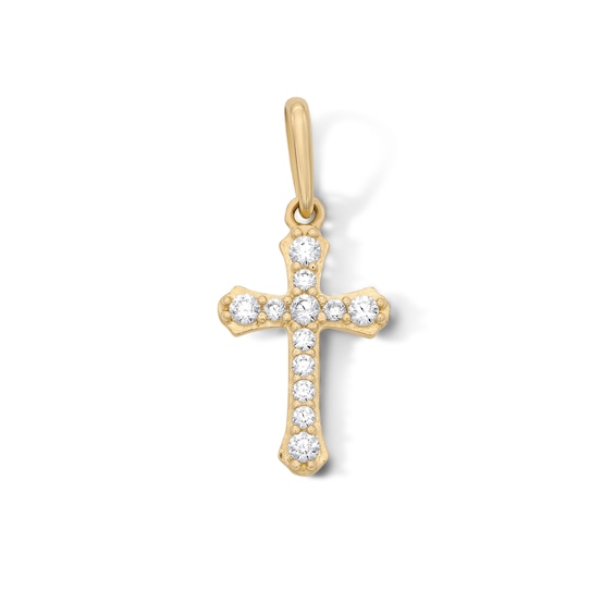 10K Gold CZ Religious Necklace Charm