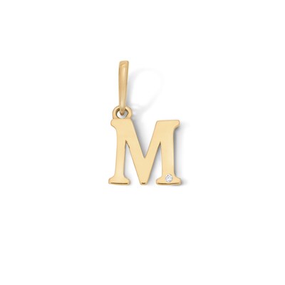 10K Solid Gold CZ Mini  Initial “M” Necklace Charm