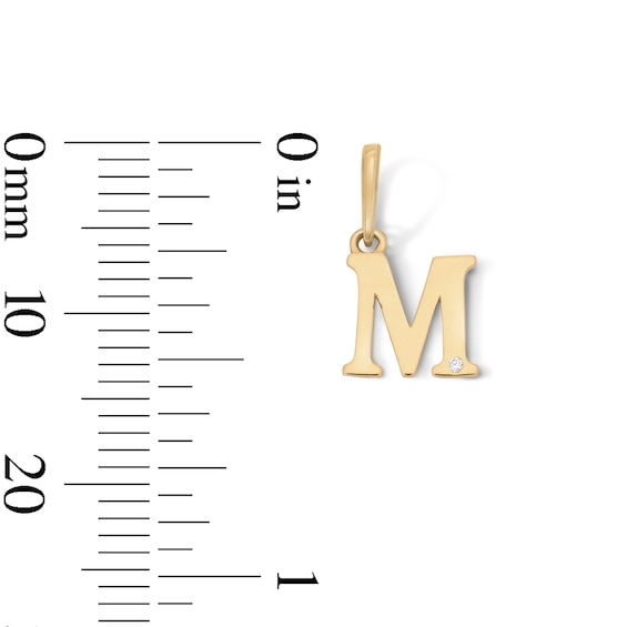 10K Solid Gold CZ Mini  Initial “M” Necklace Charm