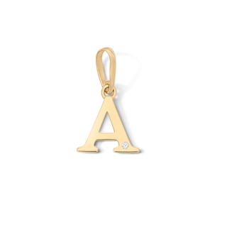 10K Solid Gold CZ Mini Initial “A” Necklace Charm