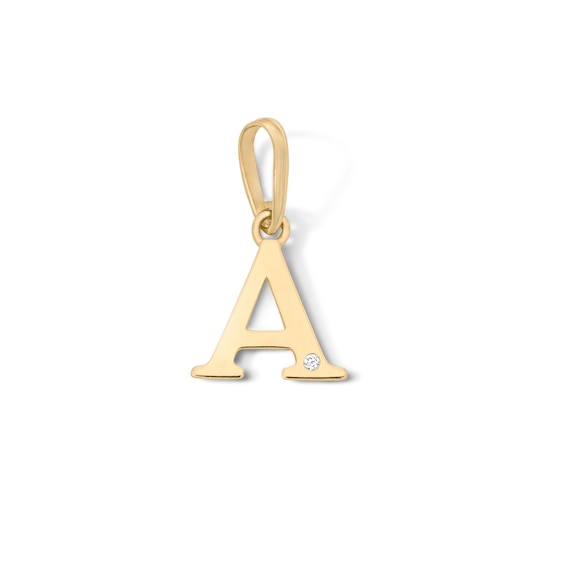 10K Solid Gold CZ Mini Initial “A” Necklace Charm
