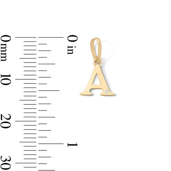 10K Solid Gold CZ Mini Initial “A” Necklace Charm
