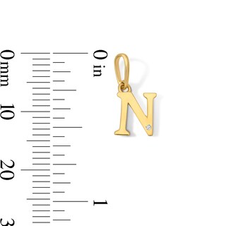 10K Solid Gold CZ Mini Initial “N” Necklace Charm