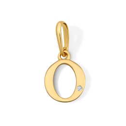 10K Solid Gold CZ Mini Initial “O” Necklace Charm