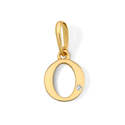 10K Solid Gold CZ Mini Initial “O” Necklace Charm