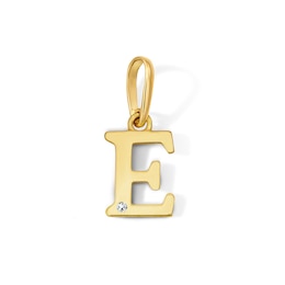 10K Solid Gold CZ Mini Initial “E” Necklace Charm
