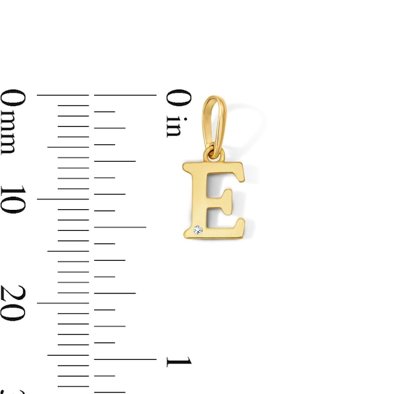 10K Solid Gold CZ Mini Initial “E” Necklace Charm