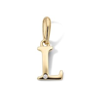10K Solid Gold CZ Mini Initial “L” Necklace Charm