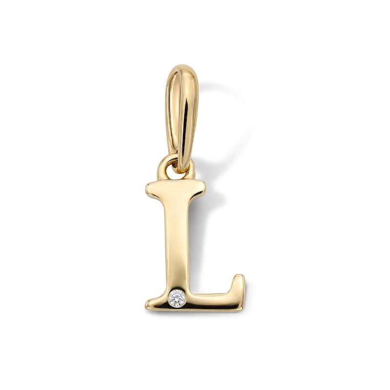 10K Solid Gold CZ Mini Initial “L” Necklace Charm