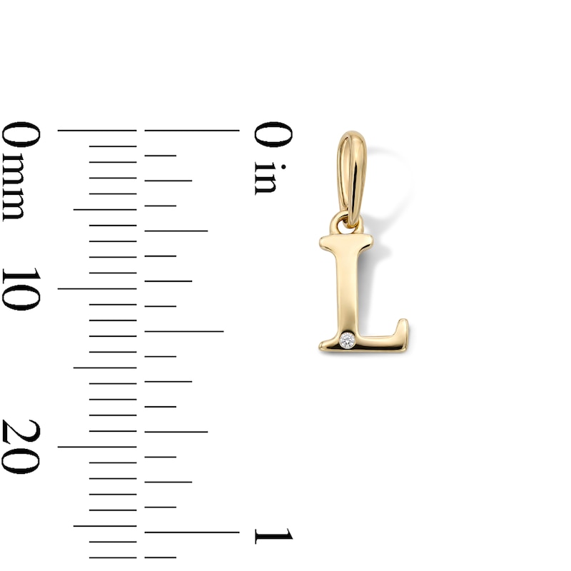 10K Solid Gold CZ Mini Initial “L” Necklace Charm