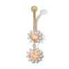 Thumbnail Image 1 of Yellow Ion-Plated CZ Champagne and White Flower Dangle Belly Ring - 14G